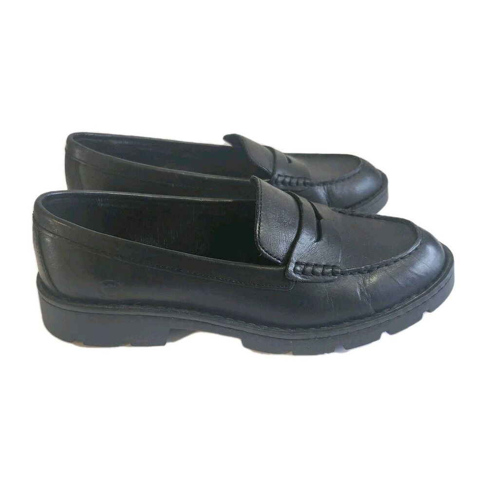 Born Womens Black Leather Slip On Penny Loafers Shoes Size 8 M F75103 - Picture 2 of 9